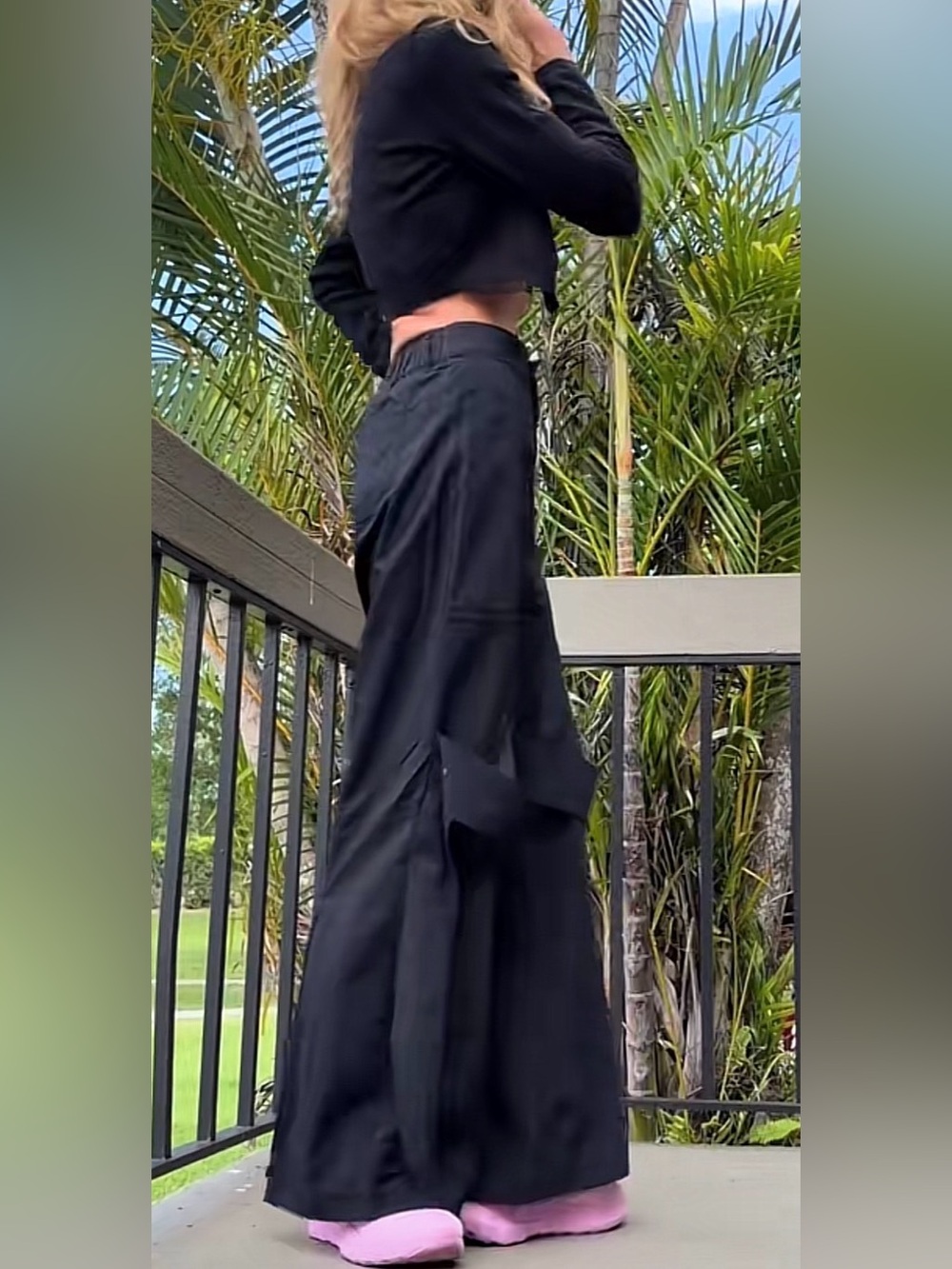 Alo Voyager pant Trouser Black Wide-Leg Size XS - Picture 4 of 7